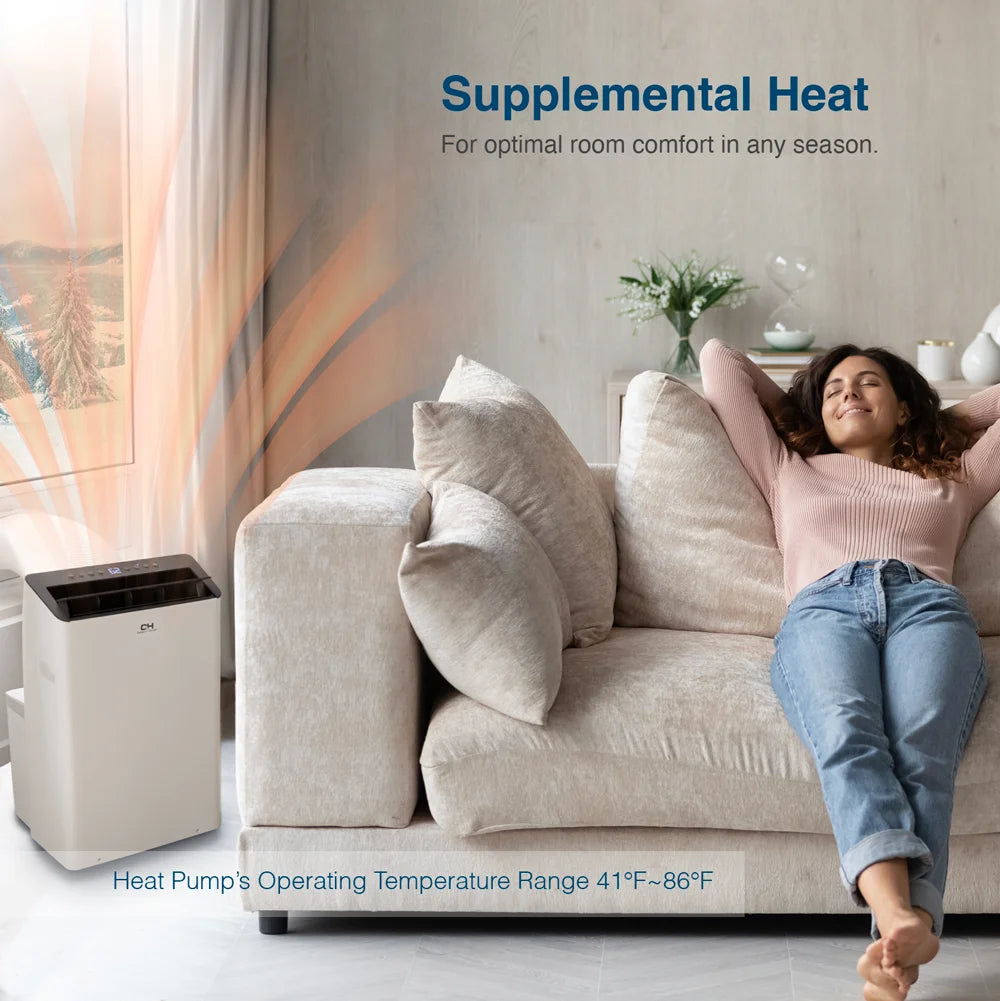 Cooper & Hunter 14000 BTU 115V Portable Air Conditioner and Heater With WiFi, Remote and Window Kit Cover 550 Sq Ft