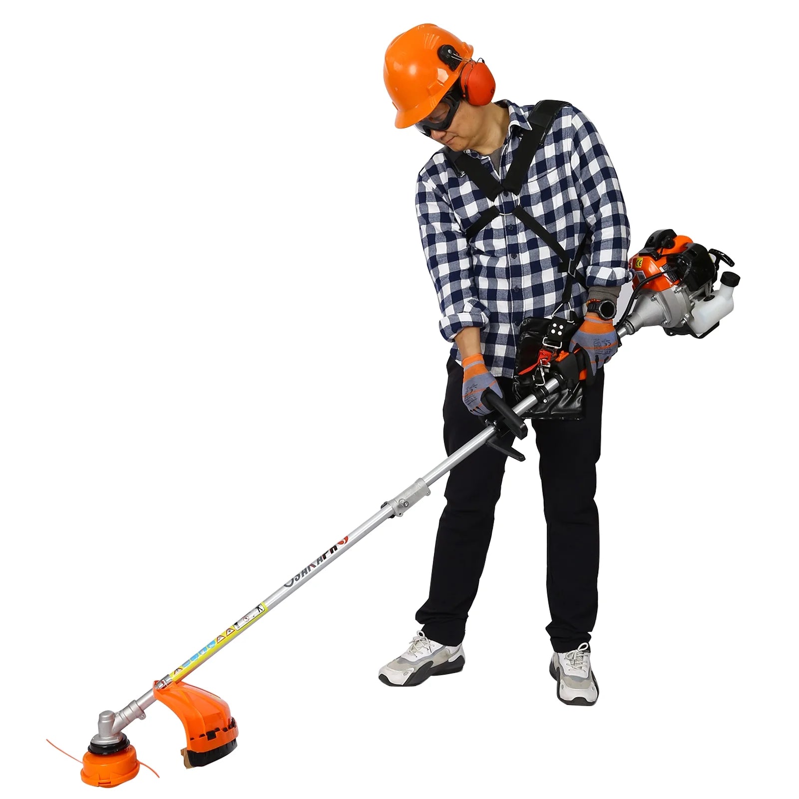 Legahome 4 in 1 String Trimmer, Gas Powered Weed Eater Multi-Functional Trimming Tool for Lawn Care, 33CC 2-Cycle Grass Trimmer with Gas Pole Saw, Hedge Trimmer, Grass Trimmer, Brush Cutter, Orange