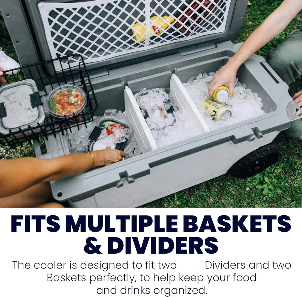 72 Quart Ultra-Light Wheeled Cooler Hard Insulated Portable Ice Chest Box for Beach, Drink, Beverage, Camping, Picnic, Fishing, Boat, Barbecue, 30% Lighter Than Rotomolded Coolers
