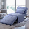 Ainfox Ottoman Chair Lounger Bed .4 in 1 Breathable Linen Convertible Single Sofa Couch, 73.23''L x 33.86''W(Dark Blue)