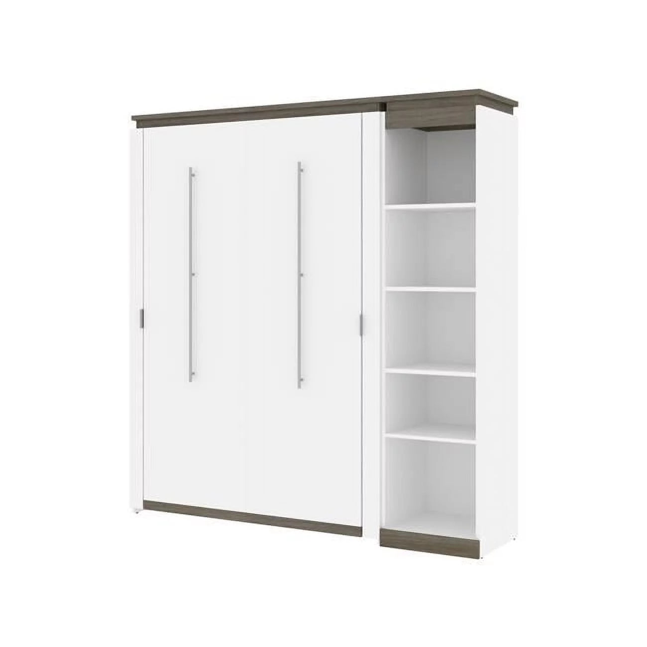 Bestar Orion 79" Full Murphy Bed with Narrow Bookcase in White