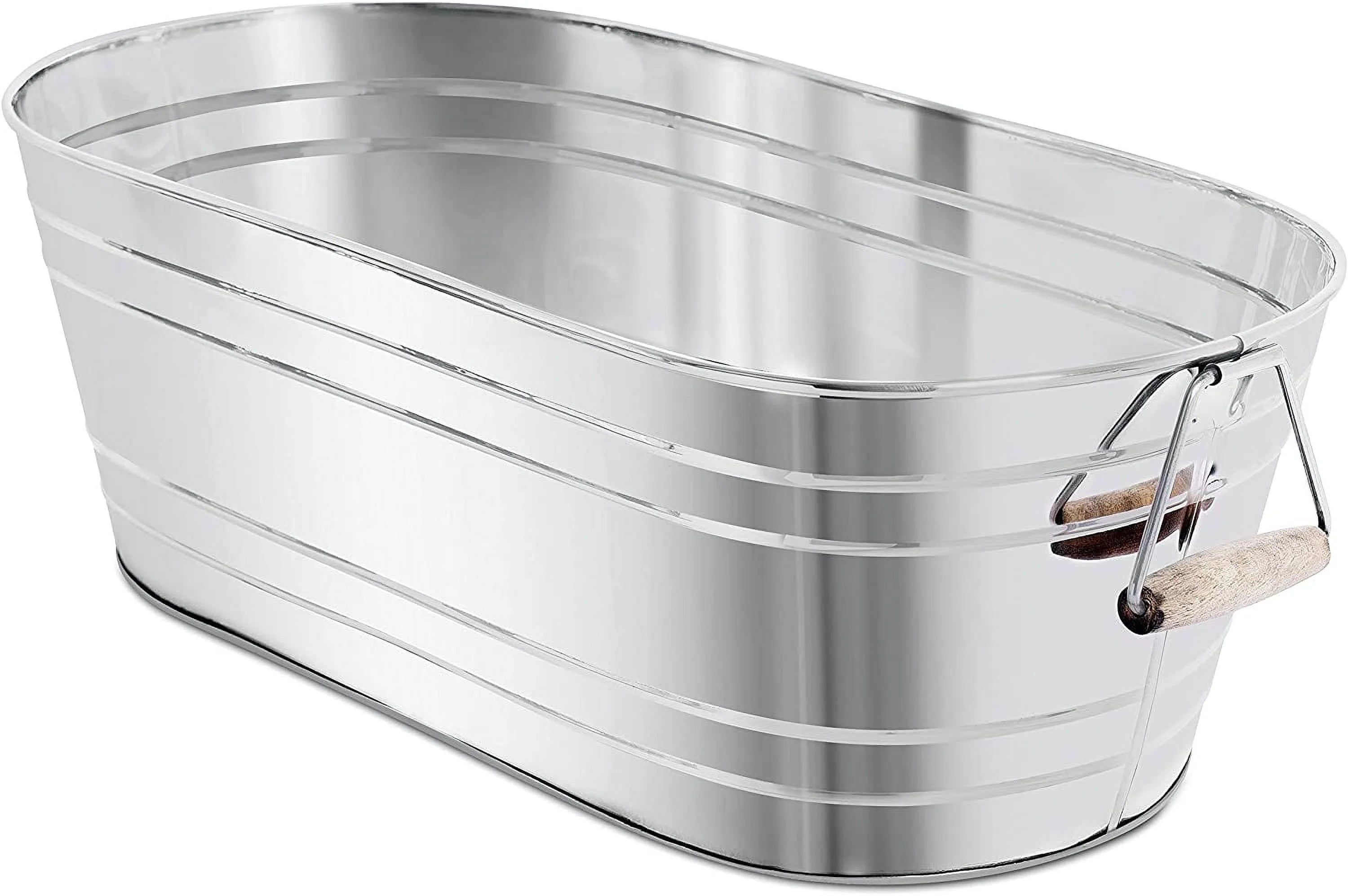 Steel Galvanized Beverage Tub with Stand and Drip Pan Tray - Oval shape (Large Size) by MG Decor - Madhu Collection