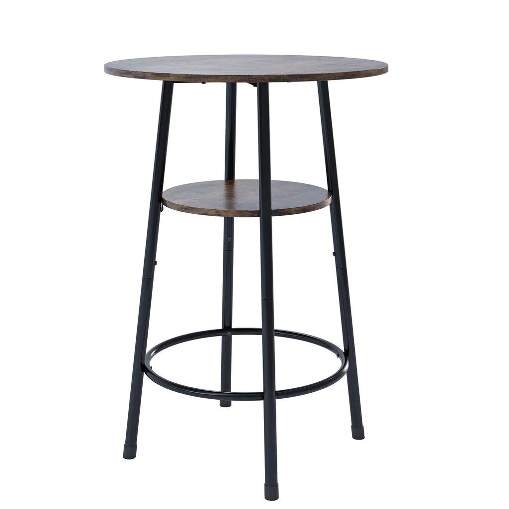 5 Piece Bar Table Set, Modern Counter Height Dining Set, Home Dining Table and Chairs Set for 4, Kitchen Breakfast Table Set with 4 Cushioned Stools, Bistro Pub Table Set, Rustic Brown