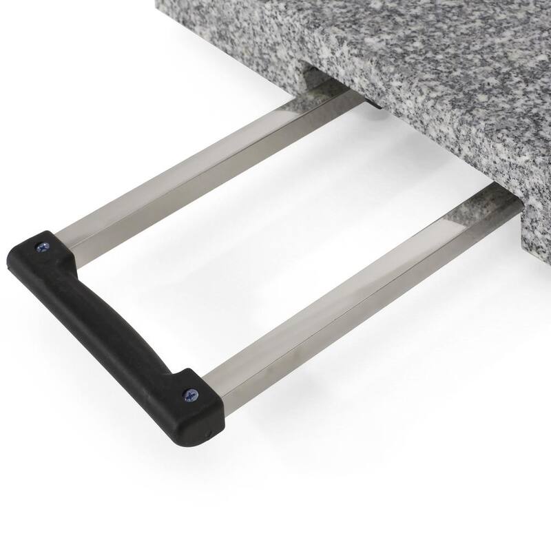 Emanuel 62.5 lbs. Granite and Stainless Steel Outdoor Patio Umbrella Base in Natural Grey