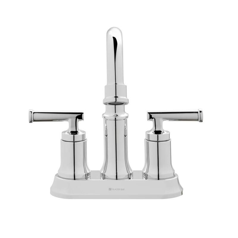 Oswell 4 in. Centerset Double-Handle High-Arc Bathroom Faucet in Polished Chrome (2-Pack)