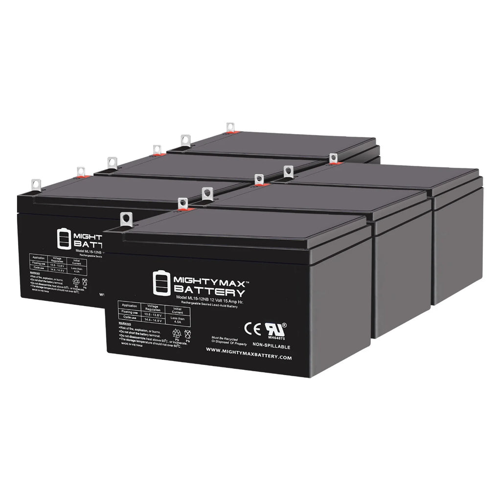 ML15-12NB 12V 15AH Replacement Battery Compatible with Pride SC40 Go-Go 3 Wheel Travel Scooter - 6 Pack