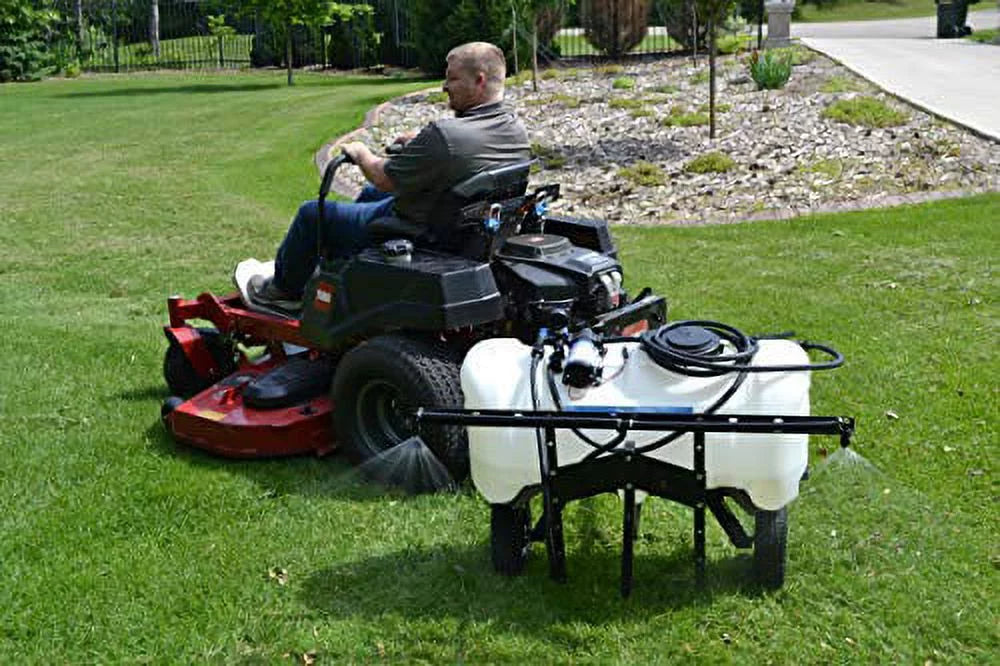 Master Manufacturing SNO-11-025D-MM 25 Gallon Deluxe Lawn Trailer Broadcast Sprayer-7' Spray Coverage, White