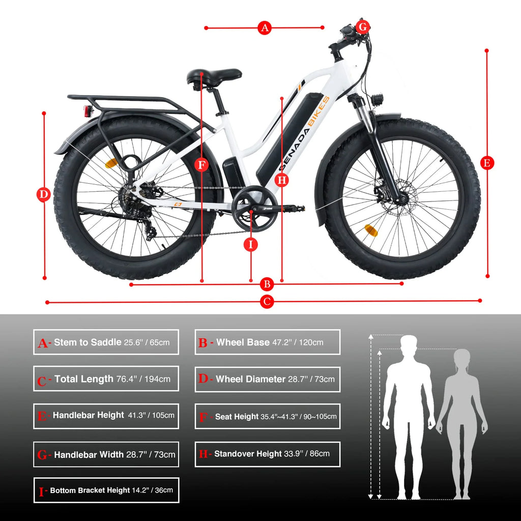 SENADA Electric Bike for Adults, 48V 21Ah Battery with 26" x 4" Fat Tire 1000W Electric Mountain Bicycle, 80 Miles Range Snow Beach E-Bike 19.9MPH
