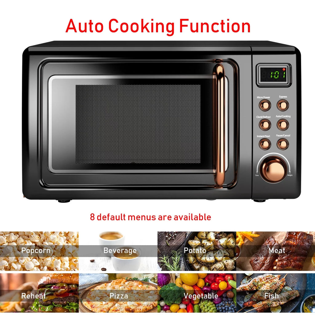 Costway 0.7Cu.ft Retro Countertop Microwave Oven 700W LED Display Glass Turntable Green