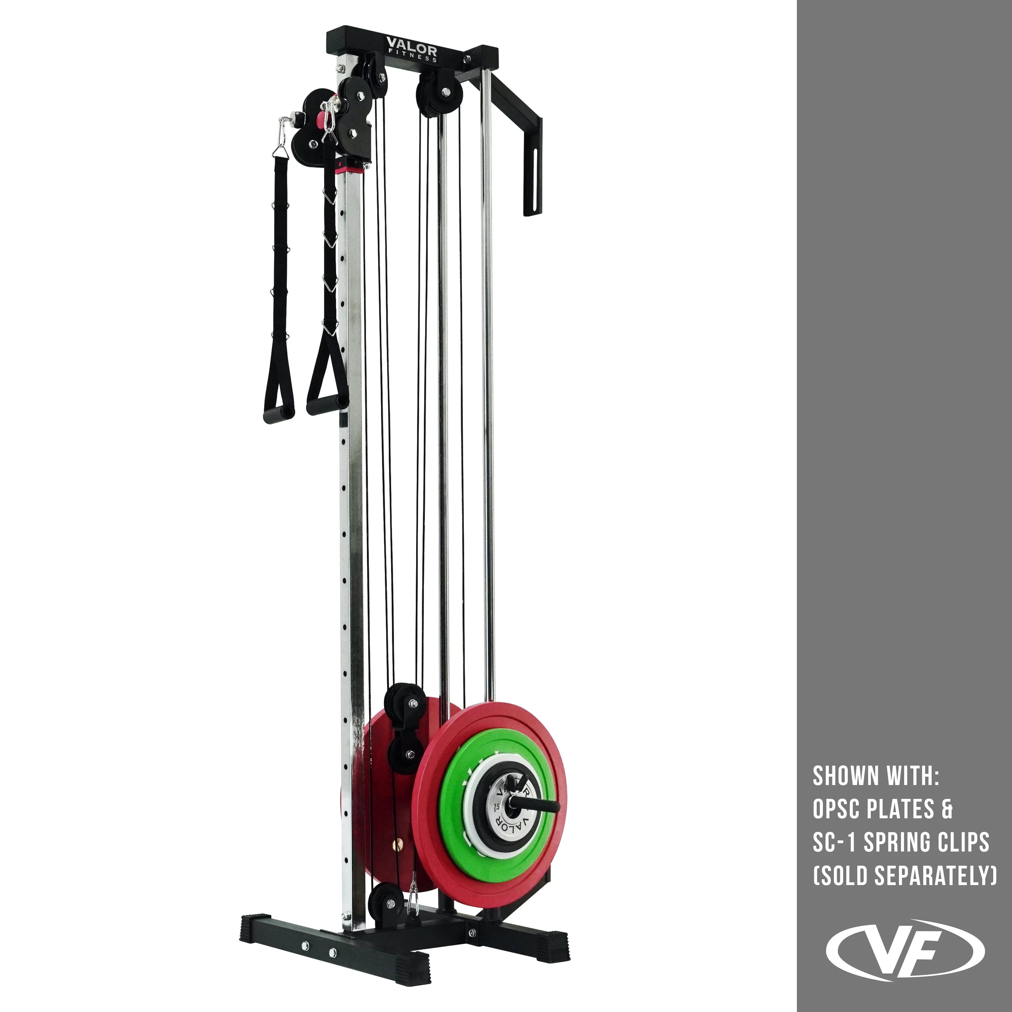Valor Fitness LAT Pull Down Cable Machine - Wall Mount - 16 Adjustable Positions Dual Pulley System - Includes Strap Handles - High & Low Cable System Home Gym Equipment Max Weight 200 Lbs. - BD-62