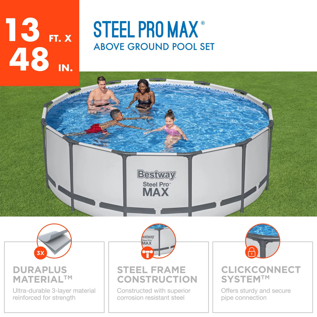 Bestway Steel Pro 15' x 48" Round Above Ground Outdoor Swimming Pool
