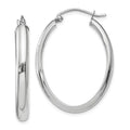 Real 14kt White Gold Polished 3.75mm Oval Tube Hoop Earrings; for Adults and Teens; for Women and Men