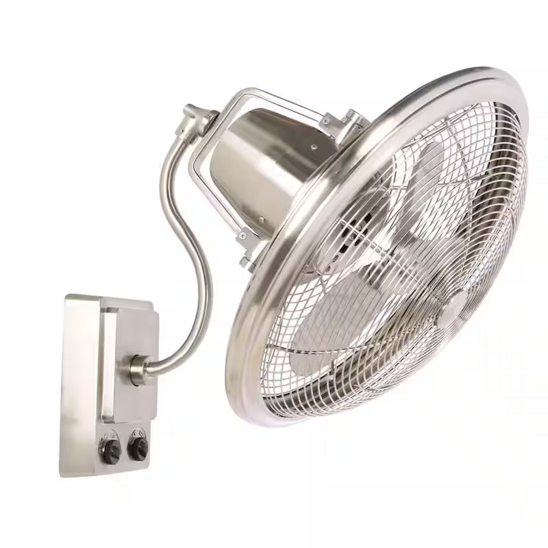 Bentley II 18 in. Indoor/Outdoor Brushed Nickel Oscillating Wall Fan