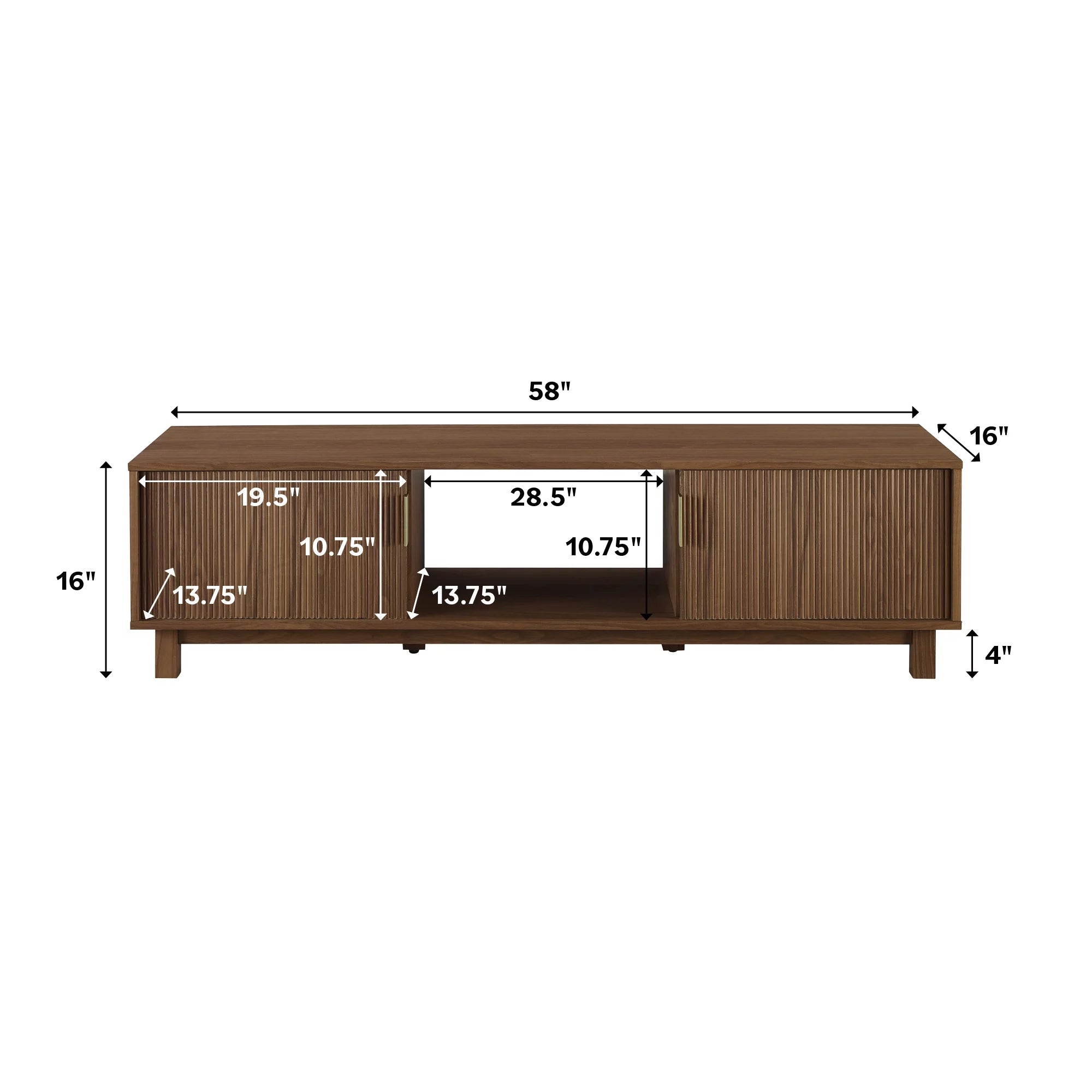Manor Park Mid-Century Modern 2-Door Reeded TV Stand for TVs up to 65", Mocha