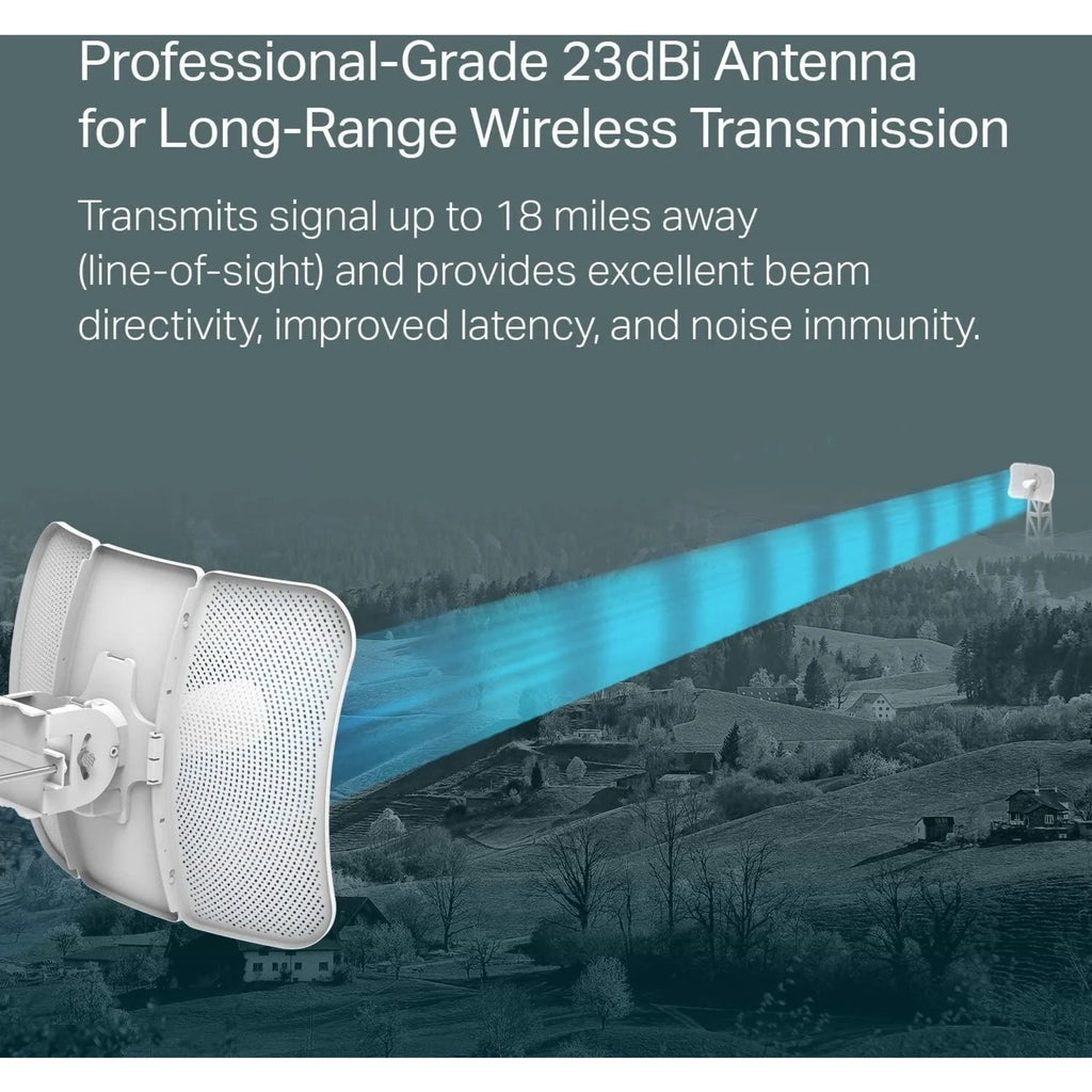 TP-Link 5GHz AC867 Long Range Outdoor CPE for PtP and PtMP Transmission | Point to Point Wireless Bridge | 23dBi | Passive PoE Powered w/Free PoE Injector | Pharos Control (CPE710)