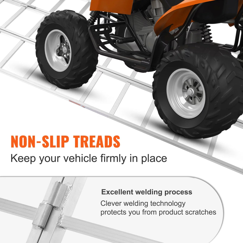 BENTISM Tri-Fold Aluminum Loading Ramp 1500 lbs 77" x 54" Non-slip Truck Ramps for Mini Bike Dirt Bike Tractors ATVs UTVs Motorcycles