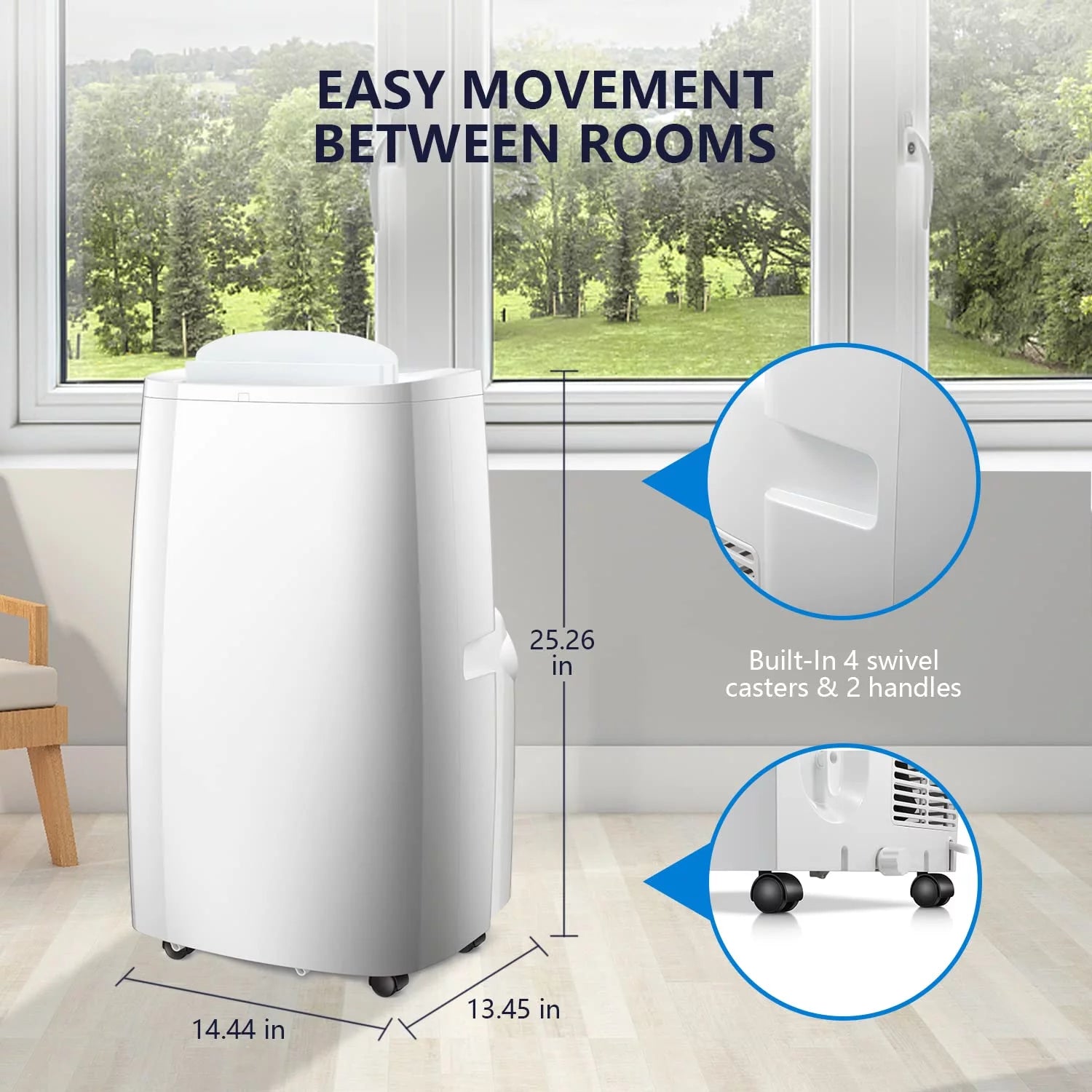 Auseo 5000BTU (8000 BTU ASHRAE) Portable Air Conditioner, 250 sq.ft  3 in 1 AC with 24-Hour Timer, Suitable for Families