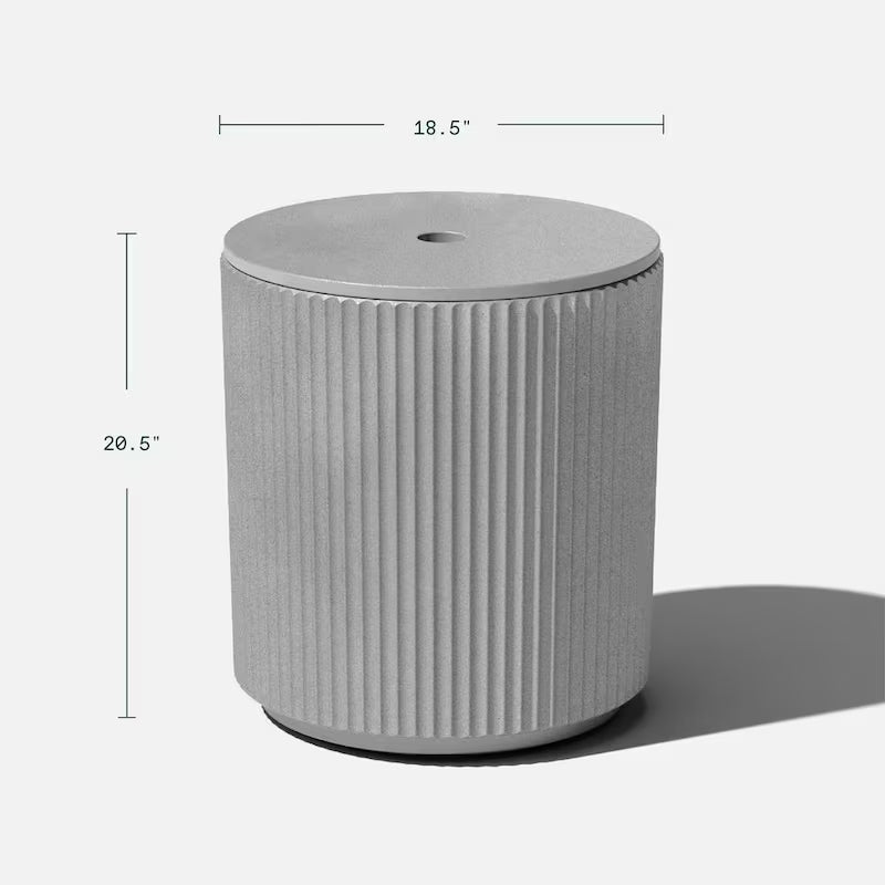 Round Gray Plastic 21'' Height Outdoor Umbrella Side table