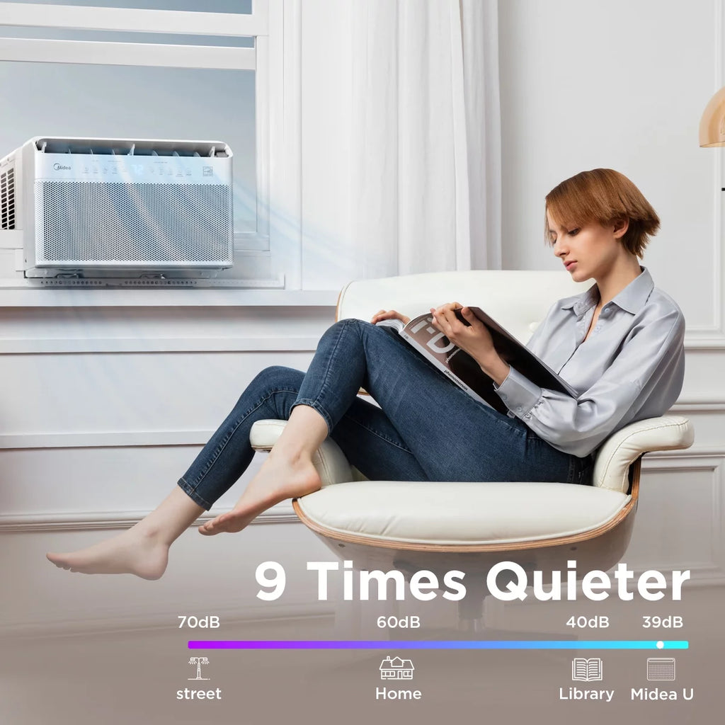 Midea 12,000 BTU Smart Inverter U-Shaped Window Air Conditioner, 35% Energy Savings, Extreme Quiet, Covers up to 550 Sq. ft., MAW12V1QWT