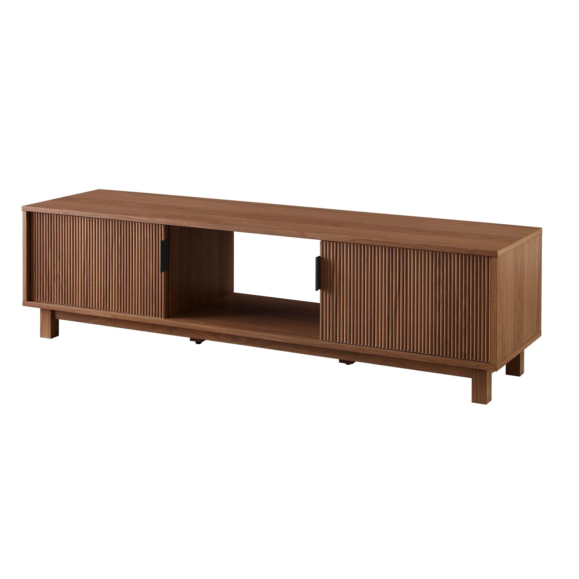 Manor Park Mid-Century Modern 2-Door Reeded TV Stand for TVs up to 65", Mocha