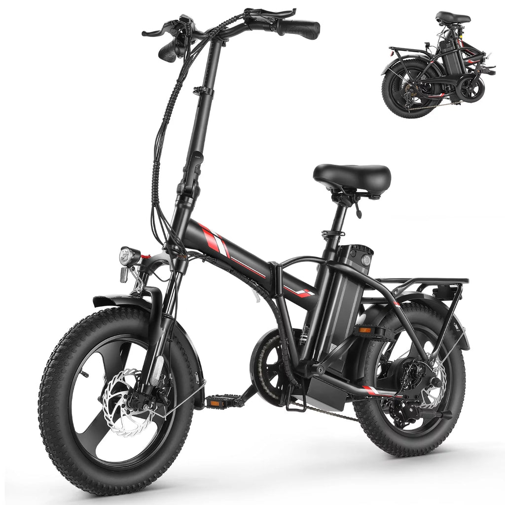 Gocio Electric Bike Fat Tire Folding Electric Bicycle for Adults with LCD Display, 350W Ebike 48V City Bike with 374.4wh Removable Battery Shimano 7 Speed Commuting Hybrid Bike UL2849