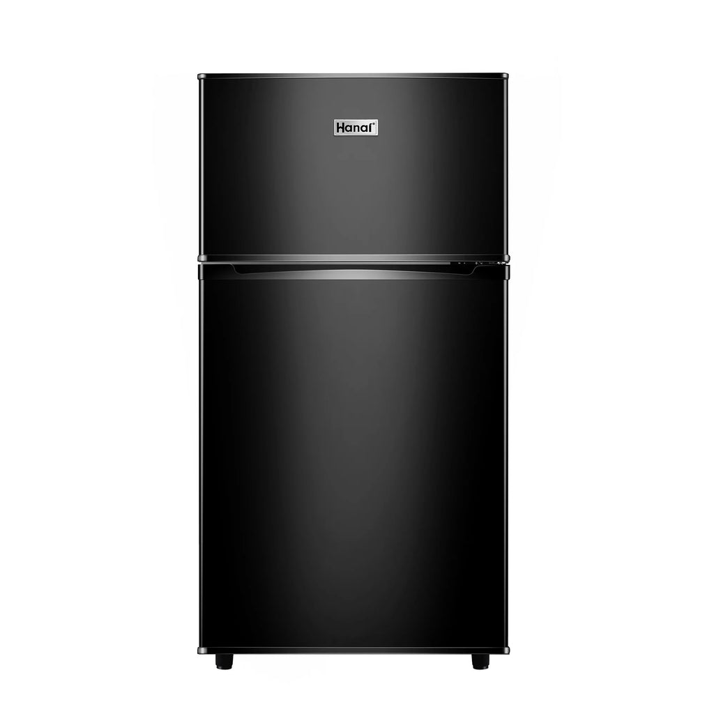 WANAI 3.5 Cu ft Two Door Mini Fridge with Freezer, Silvery