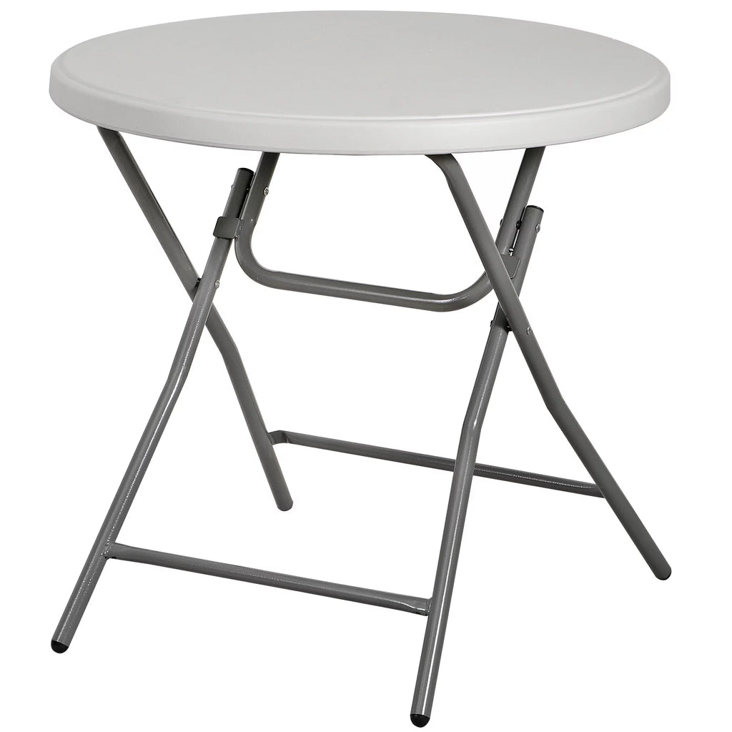 HomGarden 48" Round Bi-Folding Picnic Table 4FT Portable Plastic Dining Card Table Indoor & Outdoor White