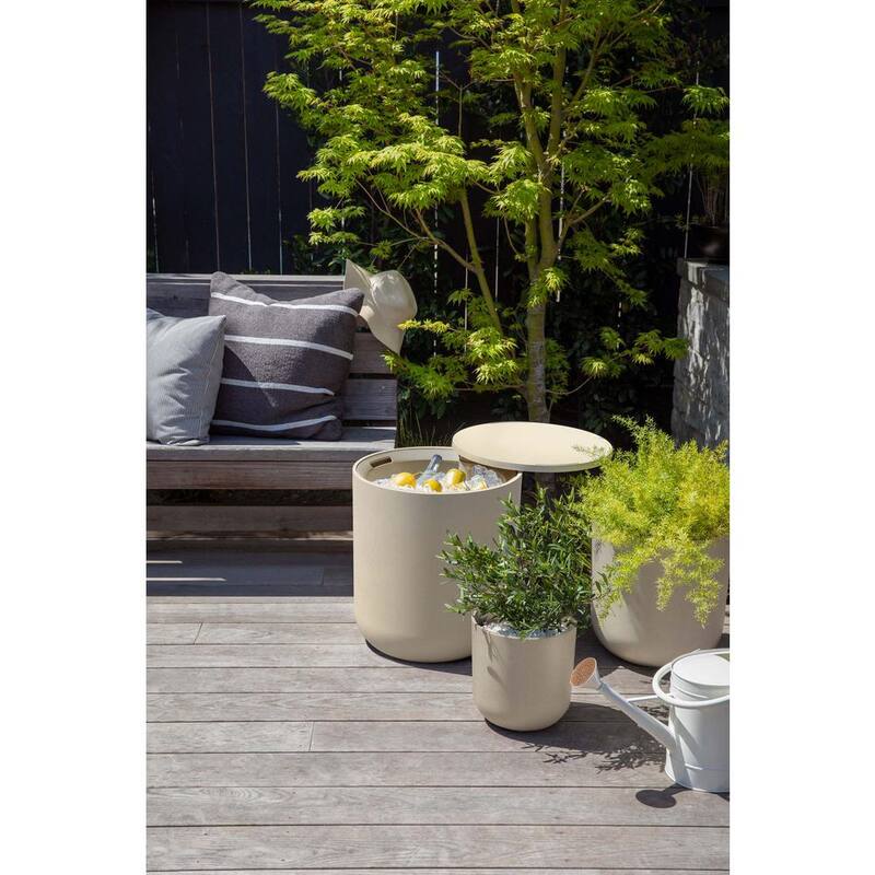 Side Table Series Kona Round Sand Plastic 21 in. Height Cooler Side table