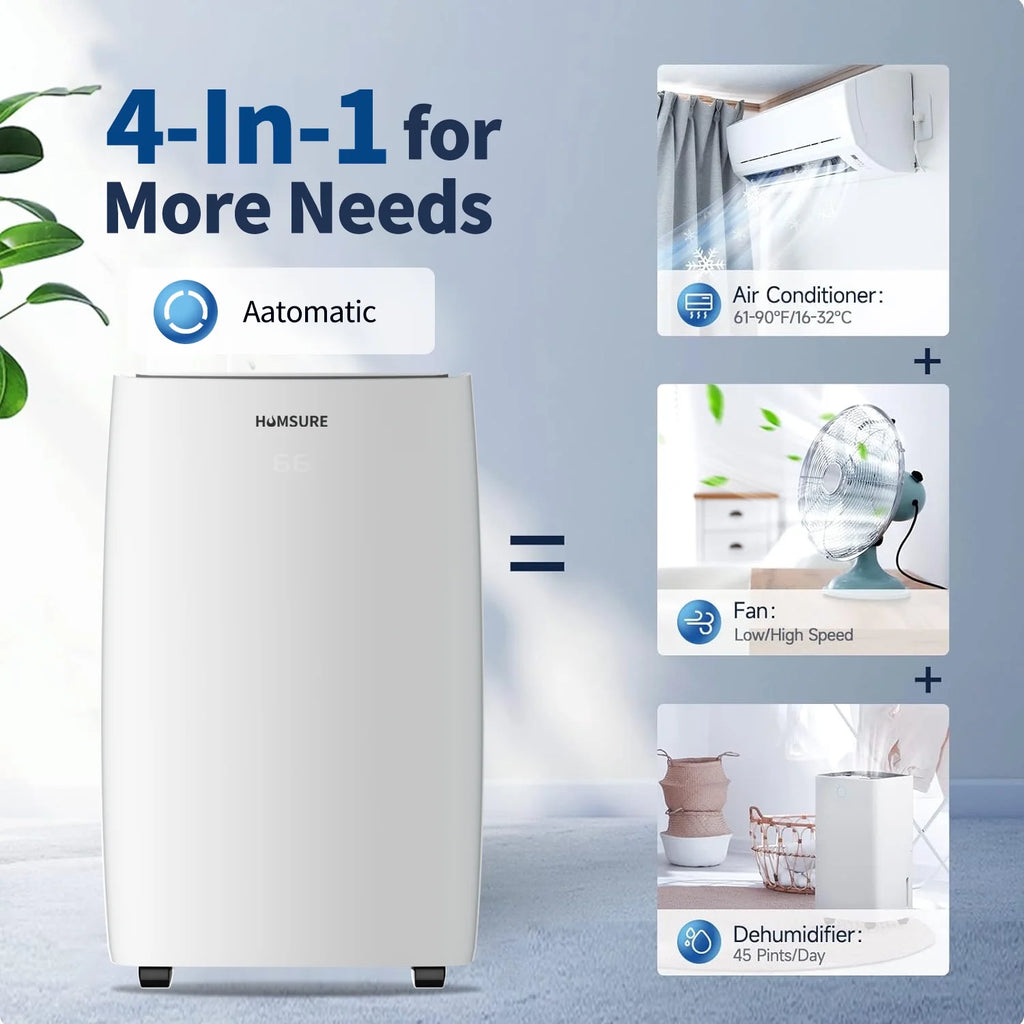 HUMSURE Portable Air Conditioner 9200 BTU (14000 BTU ASHRAE), Suitable For 700 Sq  Ft Of Rooms, Floor Standing Air Conditioning AC Unit With Remote Control And Installation Kit, 5-In-1 Function