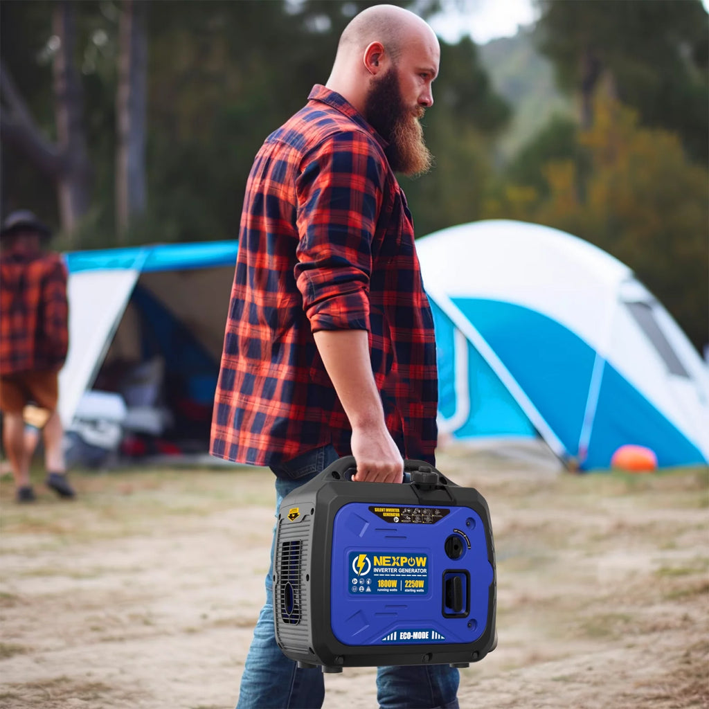 NEXPOW Portable Inverter Generator, 2250W Super Quiet Generator with CO Alarm Ideal,Eco-Mode Feature, Parallel Capability,EPA Compliant,and 5v/3A USB Outle,Lightweight For Backup Home & Camping