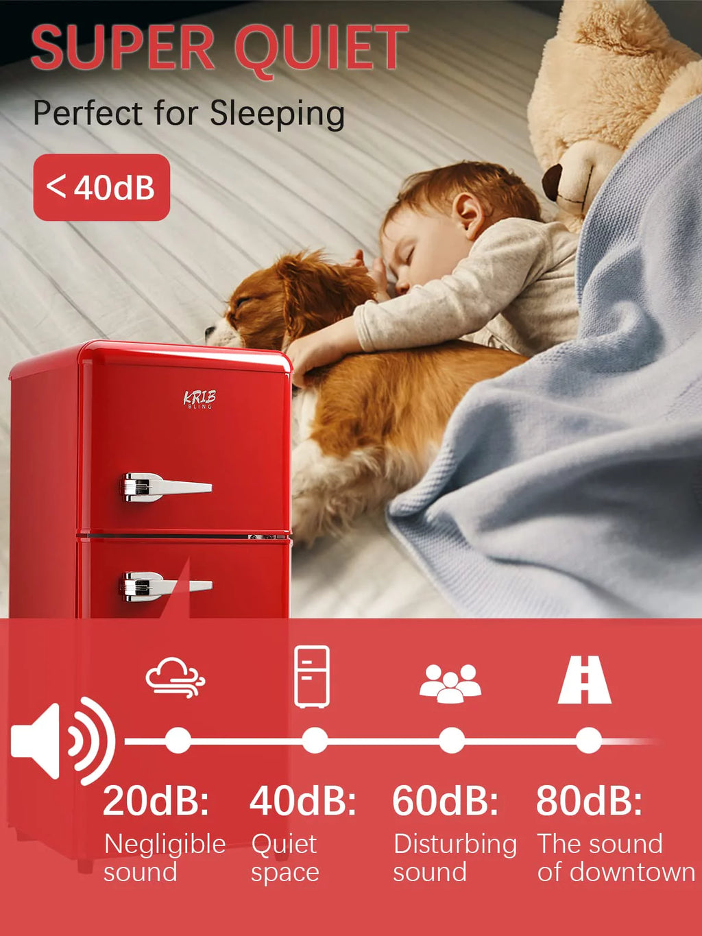 KRIB BLING 3.5 Cu.ft Compact Refrigerator Mini Fridge with Freezer, 2 Door Small Refrigerator for Office, Silver
