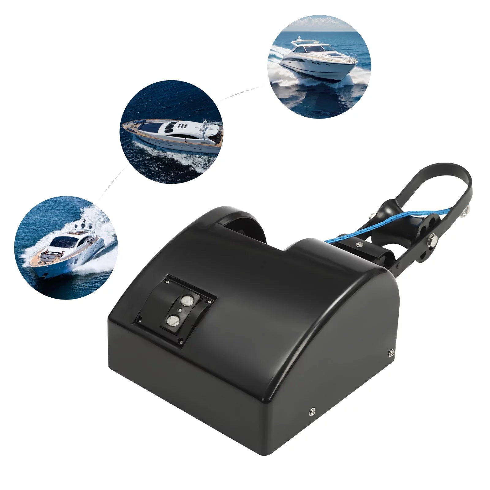Aiqidi 35LBS Electric Anchor Winch with Wireless Remote Control, 12V 27A Marine Saltwater Boat Windlass Kit Black