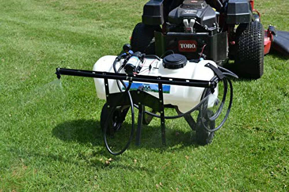 Master Manufacturing SNO-11-025D-MM 25 Gallon Deluxe Lawn Trailer Broadcast Sprayer-7' Spray Coverage, White