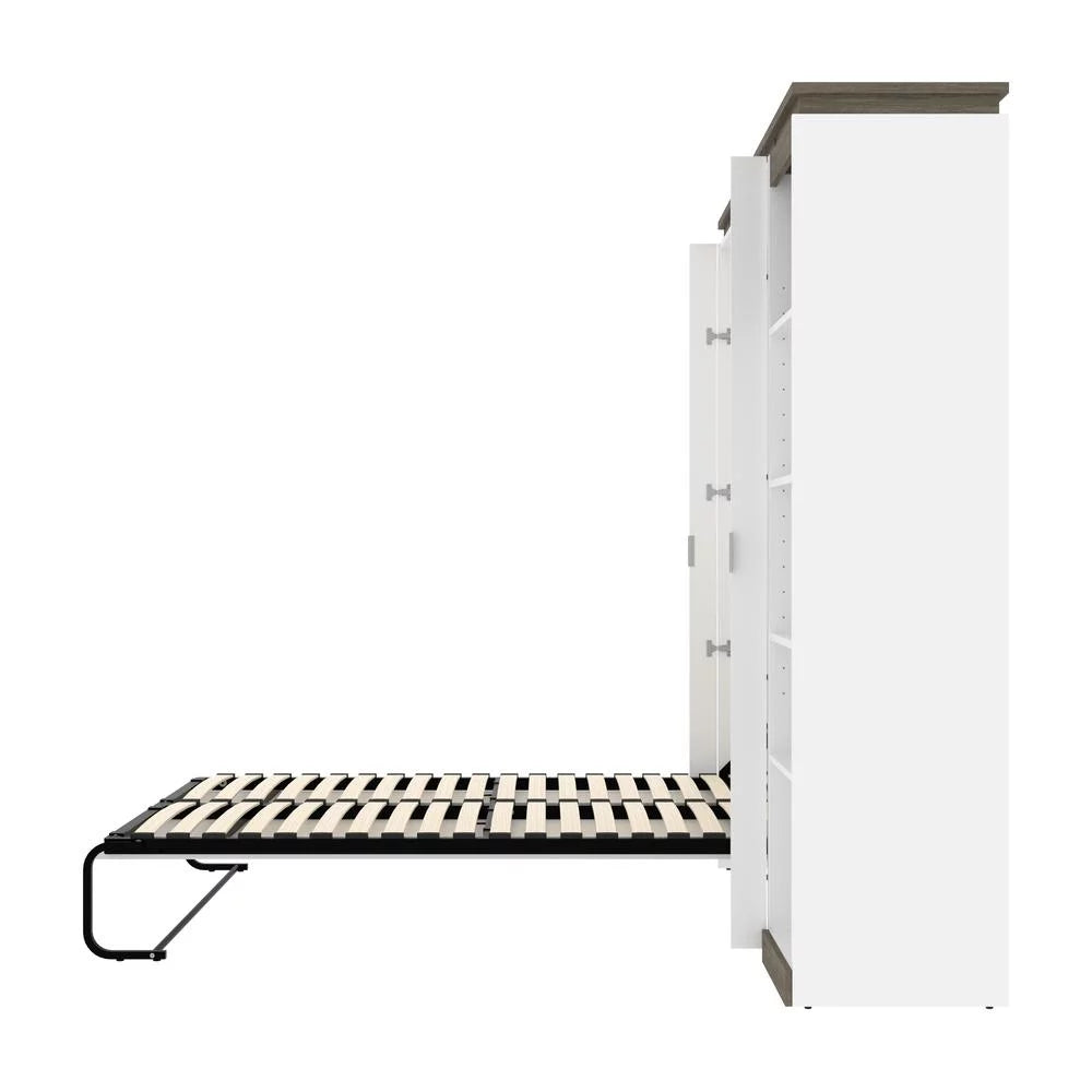 Bestar Orion 79" Full Murphy Bed with Narrow Bookcase in White