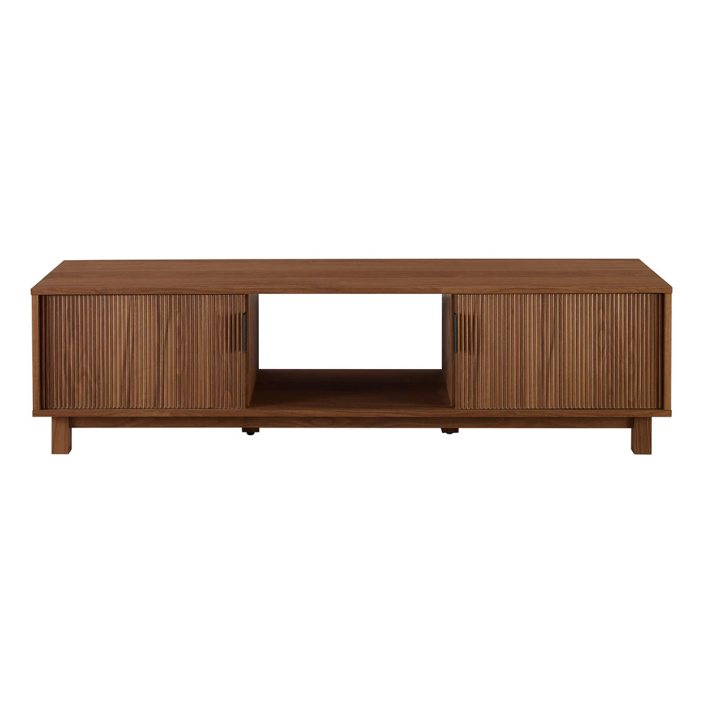 Manor Park Mid-Century Modern 2-Door Reeded TV Stand for TVs up to 65", Mocha