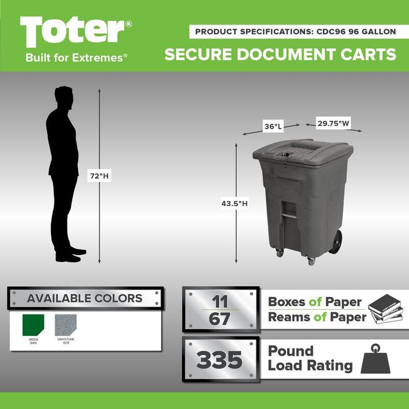 96 Gal. Graystone Document Trash Can with Wheels and Lid Lock (2 Caster Wheels 2 Stationary Wheels)
