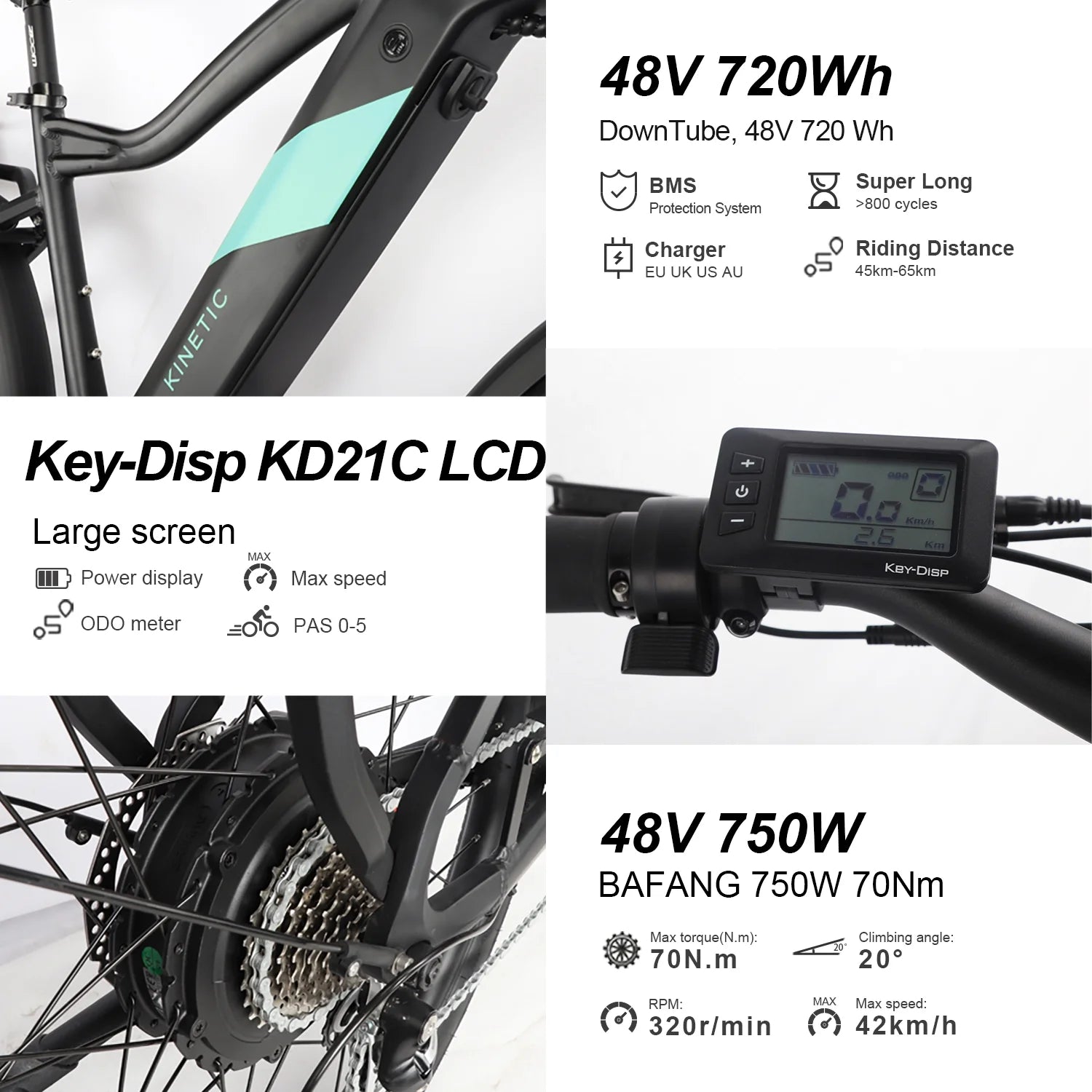 27.5"2.4 Electric Bike for Adults BAFANG 750W Electric Bike/E Bicycles Hybrid 48V E-Bike with Removable 720Wh Lithium-Ion Battery 8 Speed and LCD Light Moutain Bike/ Commuter Bike for Adults Women Men