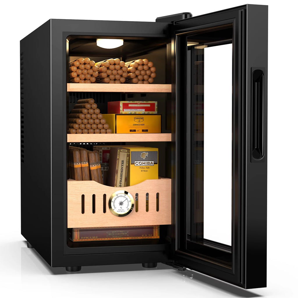 Rocita 16L Cigar Humidor, Electric Cigar Humidor Cabinet for 100 Counts with Digital Hygrometer, Spanish Cedar Lined Cigar Box, Great Gift for Father Friends Men
