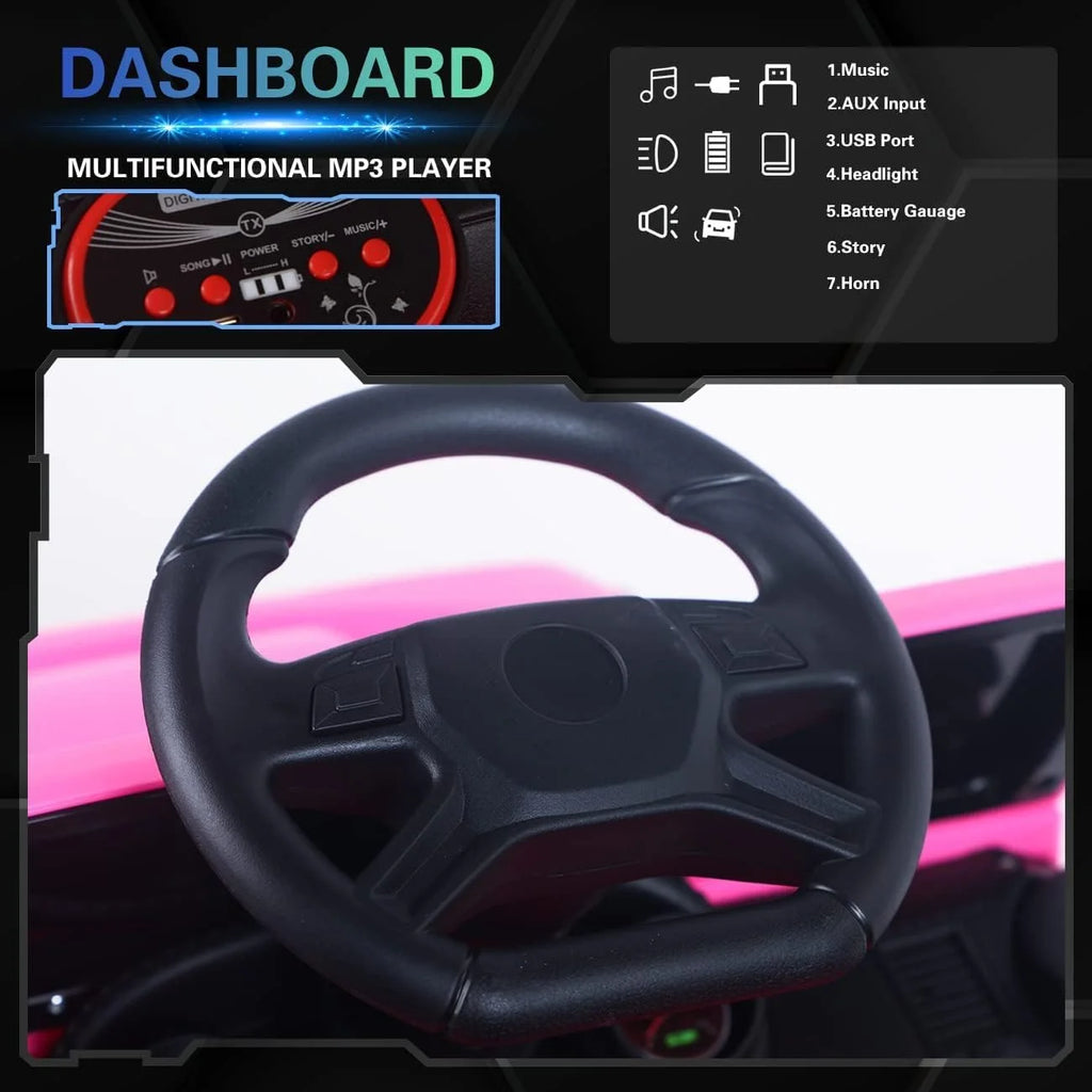 Powered Motorized Vehicles 12v Kid Ride On Electric Car Remote Control LED Lights,Suspension Wheels,Rubber EVA Tire,Music Pink-Ansley&HosHo