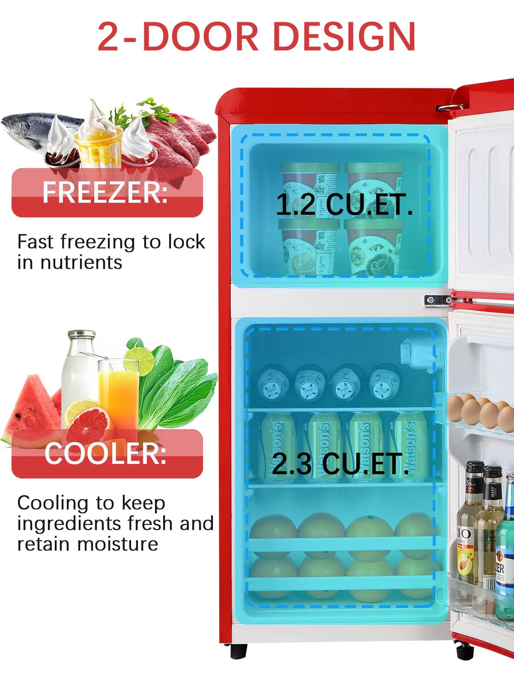 KRIB BLING 3.5 Cu.ft Compact Refrigerator Mini Fridge with Freezer, 2 Door Small Refrigerator for Office, Silver
