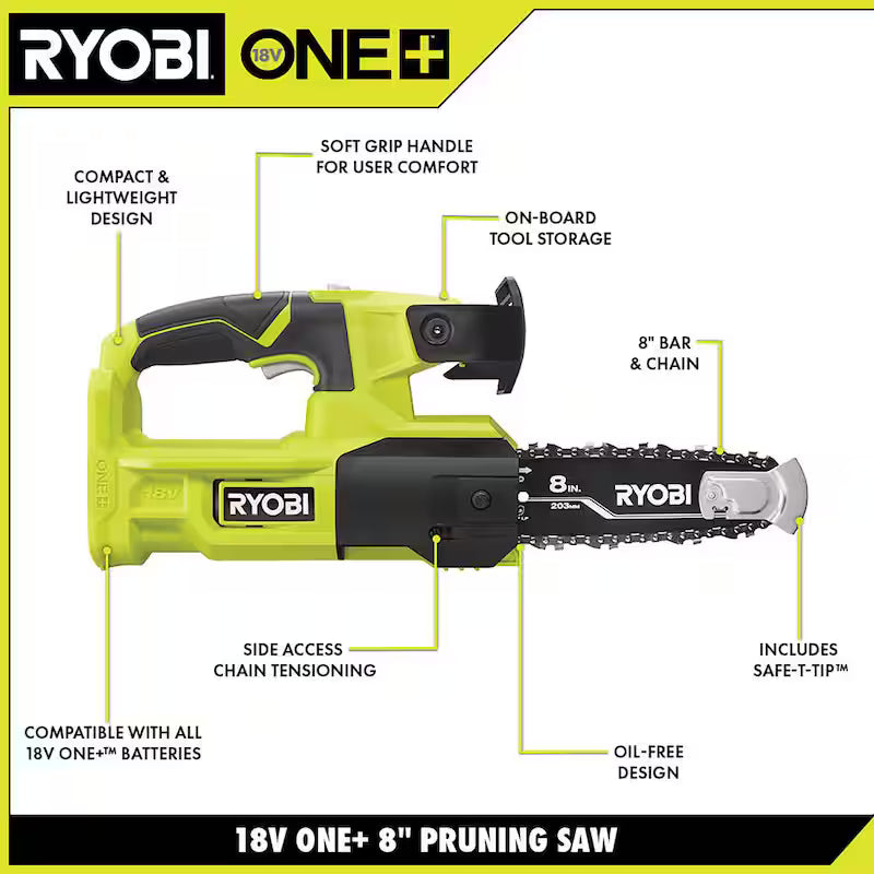 ONE+ 18V 8 in. Cordless Battery Pole Saw and 8 in. Pruning Saw Combo Kit with 2.0 Ah Battery and Charger