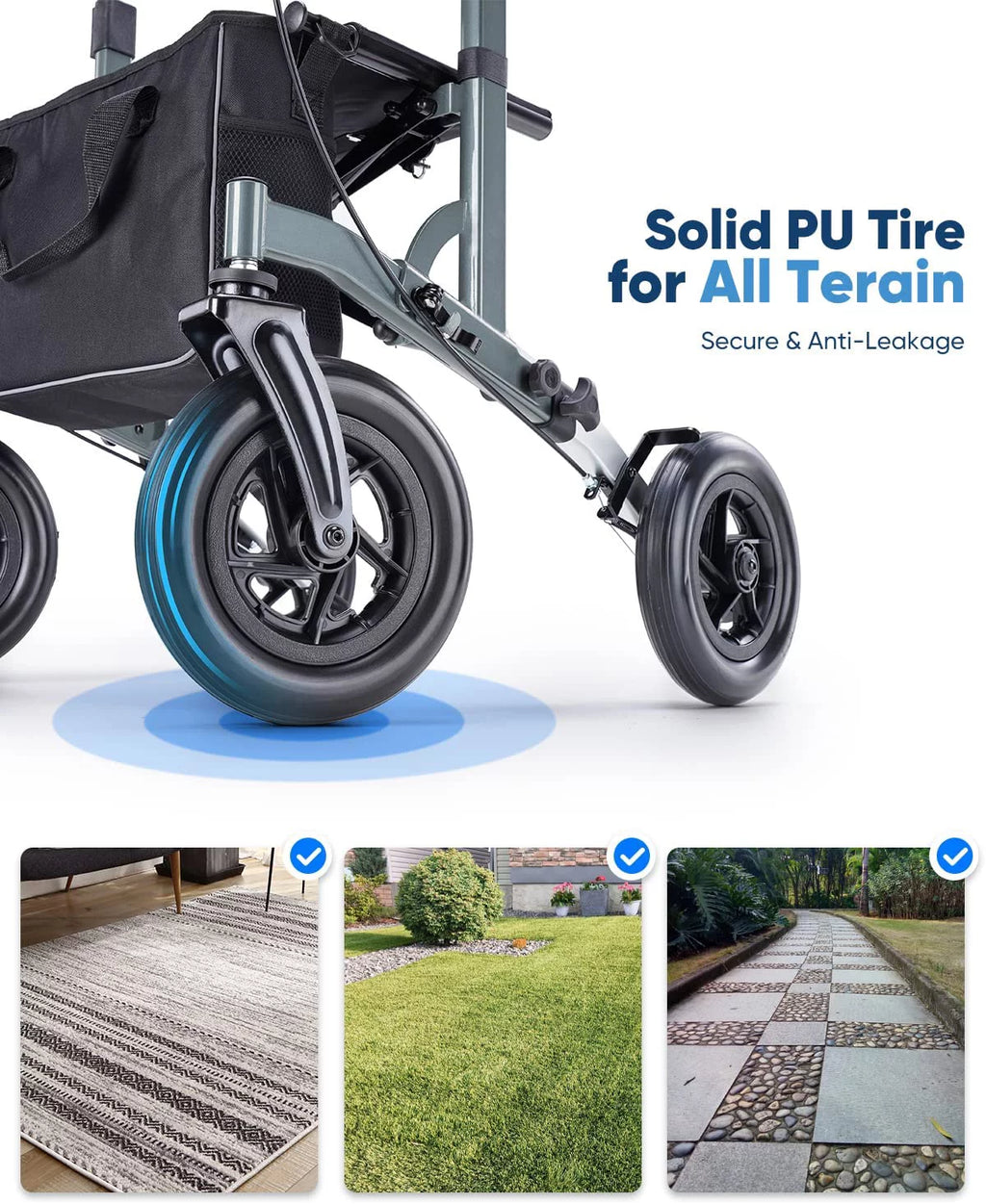 Zler Upright Walker - 300lbs Stand-Up Rollator Walker for Senior with Seat and Armrest, Stand Straight Walker with Arm Support, Rolling Mobility Walking Aid with 10” Wheels for All Terrain