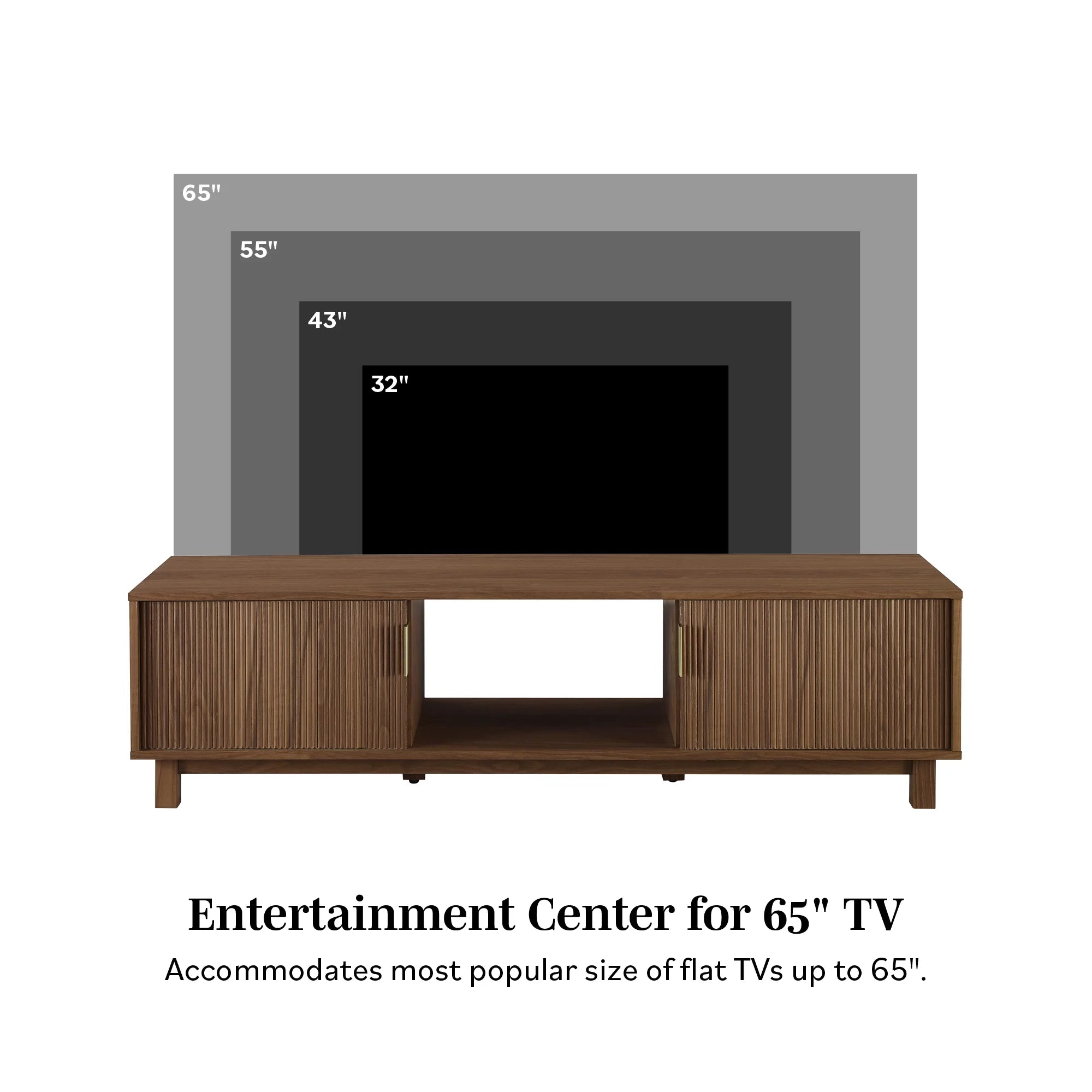 Manor Park Mid-Century Modern 2-Door Reeded TV Stand for TVs up to 65", Mocha