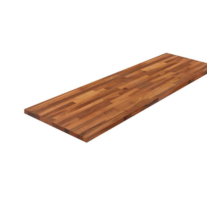 10 ft. L x 25 in. D Unfinished Walnut Solid Wood Butcher Block Countertop With Edge