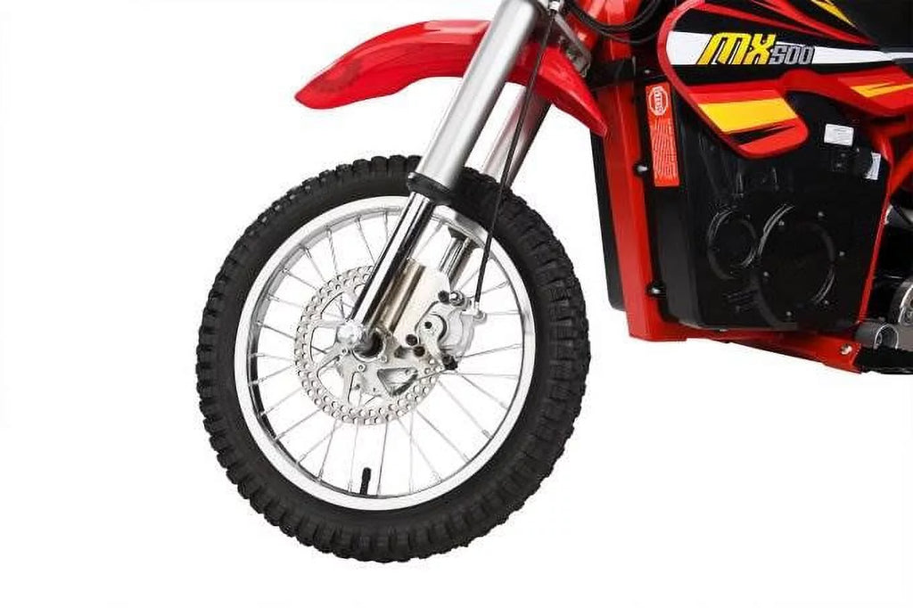 Razor MX500 Dirt Rocket 36V Electric Toy Dirt Bike with Protective Gear, Red