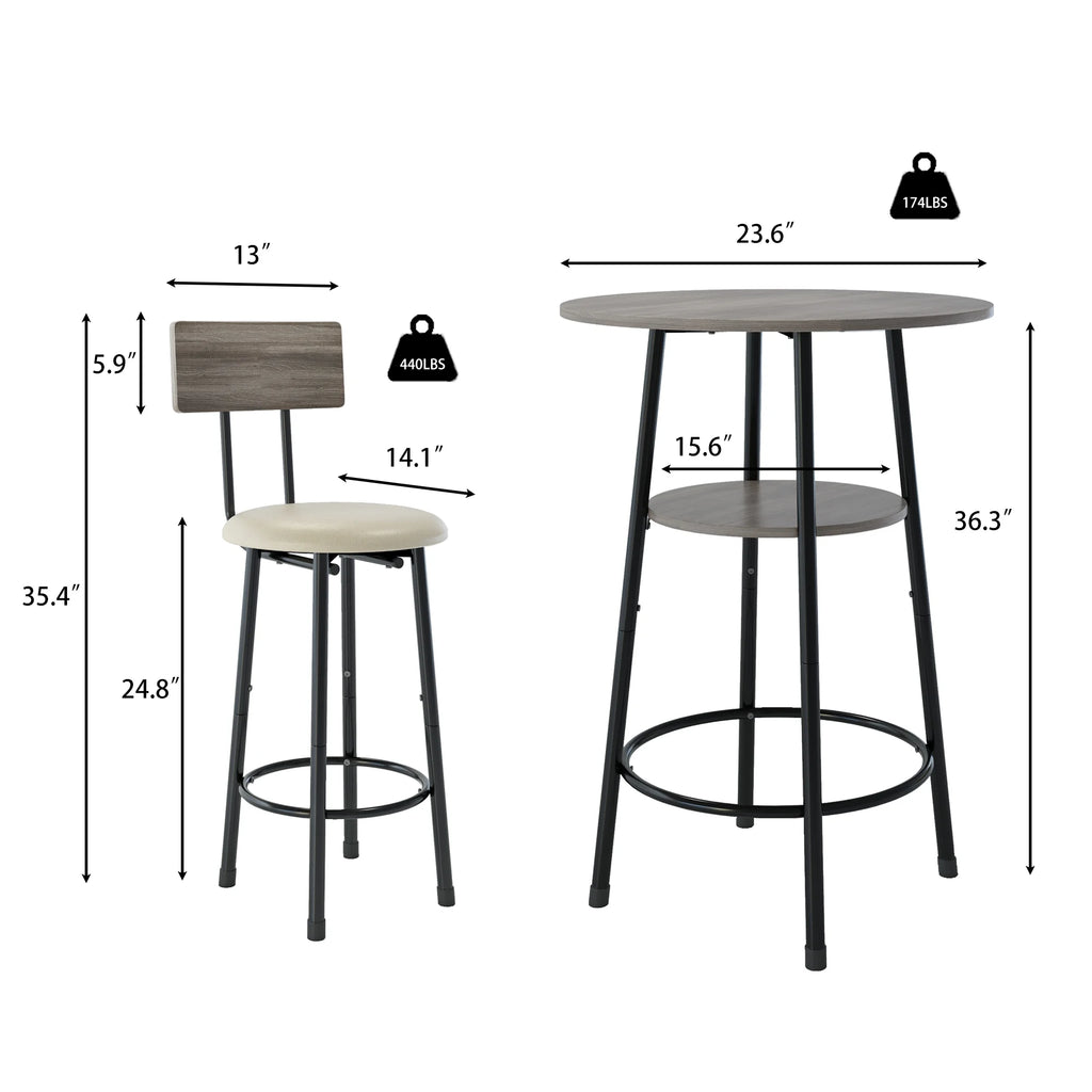 5 Piece Bar Table Set, Modern Counter Height Dining Set, Home Dining Table and Chairs Set for 4, Kitchen Breakfast Table Set with 4 Cushioned Stools, Bistro Pub Table Set, Rustic Brown