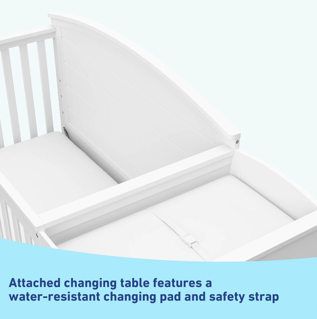 Graco Bellwood 5-in-1 Convertible Crib and Changer, White