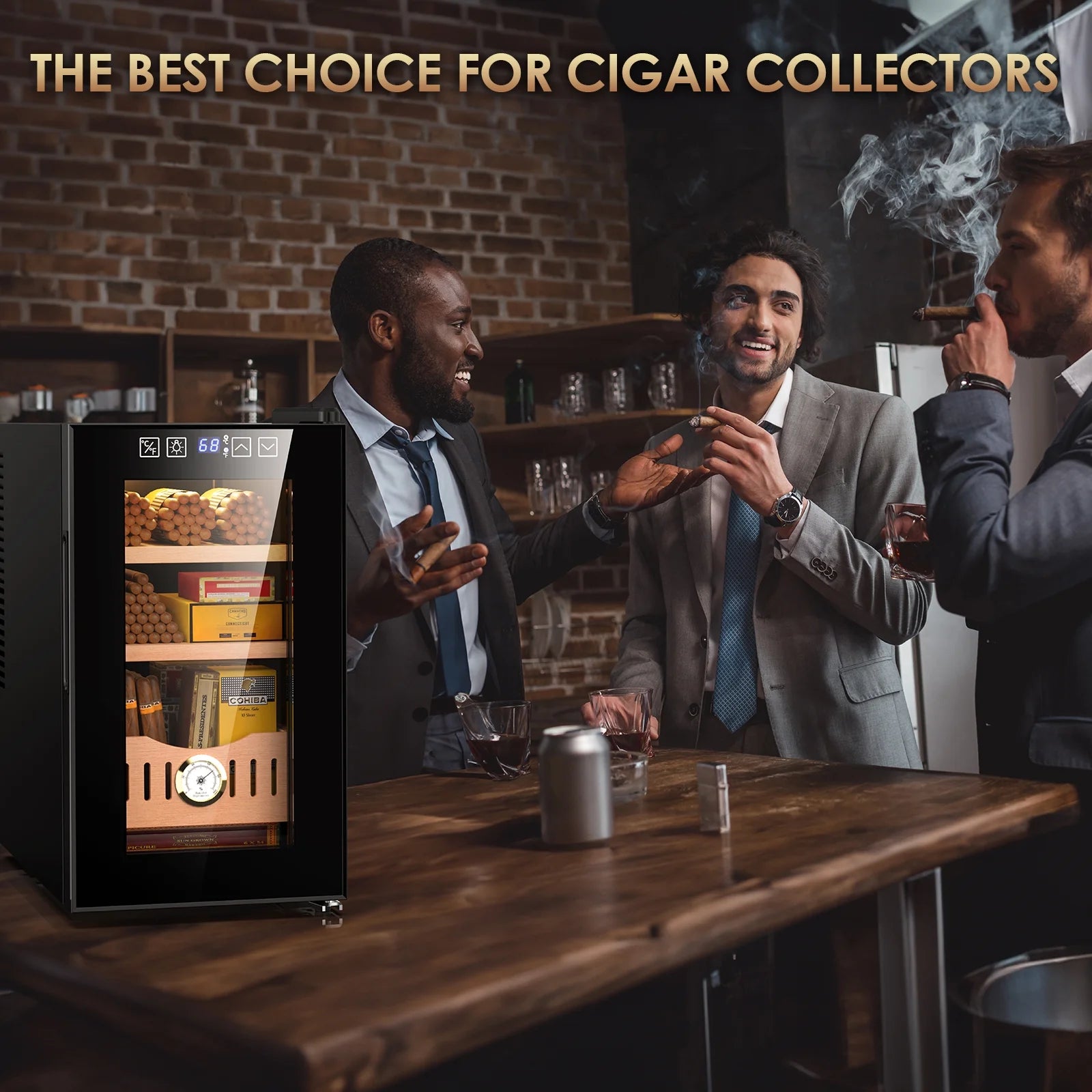 Rocita 16L Cigar Humidor, Electric Cigar Humidor Cabinet for 100 Counts with Digital Hygrometer, Spanish Cedar Lined Cigar Box, Great Gift for Father Friends Men