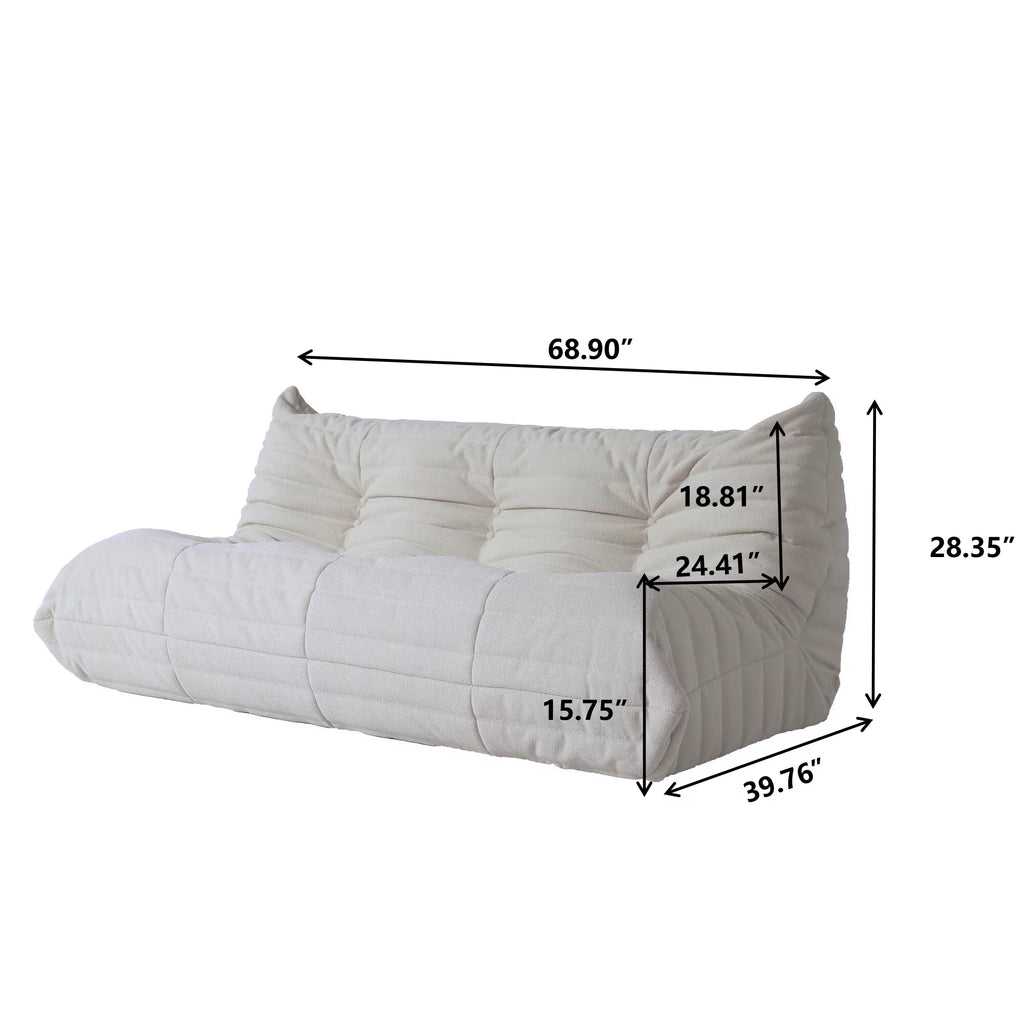 Magic Home Modern Sectional Sofa Togo Sofa Lazy Sofa Floor Sofa Foam Sofa Couch for Bedroom,Living Room,Apartment and Small Space,Three Seat Sofa,Beige