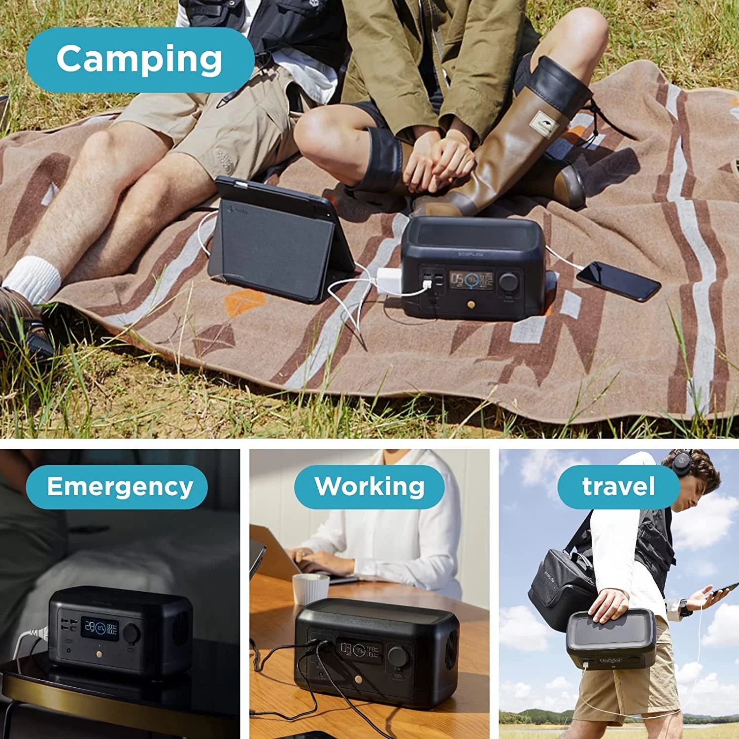 EcoFlow RIVER Mini Portable Power Station 210Wh Capacity,Solar Generator,300W AC Output for Outdoor Camping,Home Backup,Emergency,,Used,Certified Reconditioned